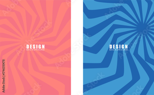 Collection of vintage retro banner backgrounds. Colorful grunge wave wallpaper. Vector illustration. Rotate party background pattern.