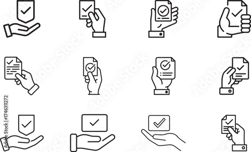 hand holding up a small document icon set
