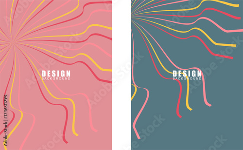 Collection of vintage retro banner backgrounds. Colorful grunge wave wallpaper. Vector illustration. Rotate party background pattern.
