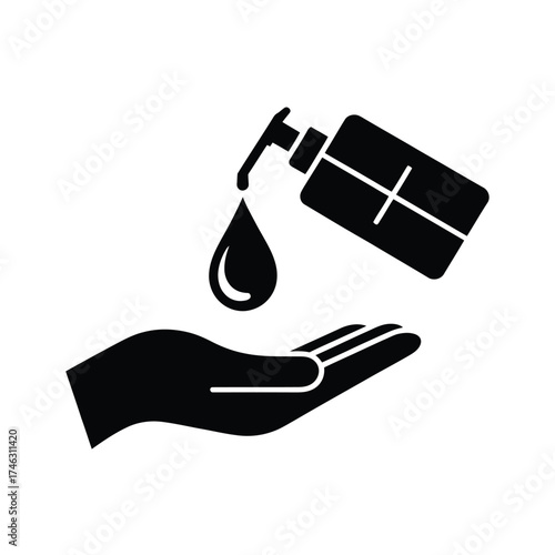 Hand sanitizer being dispensed onto an open palm