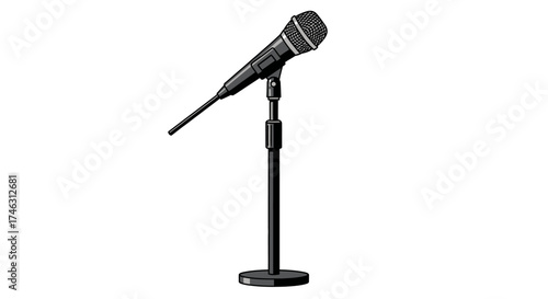 Professional Microphone on Stand for Recording or Performance.