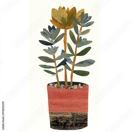Potted Succulent - A small plant with thickened leaves standing upright in white background -# Create