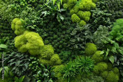 
Biophilic green living wall background 