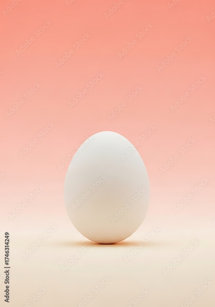 Fototapeta premium An egg stands against a calming pastel backdrop with subtle gradients