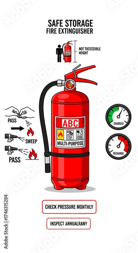 Safe Storage and Use of ABC Fire Extinguisher for Fire Safety.
