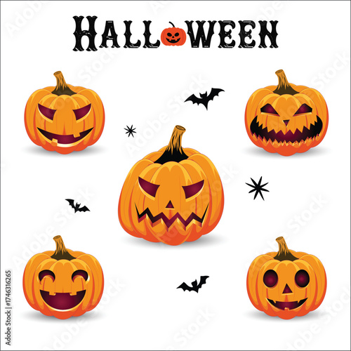 Halloween Pumpkin Character – Cute Jack O’Lantern Vector Illustration on White Background