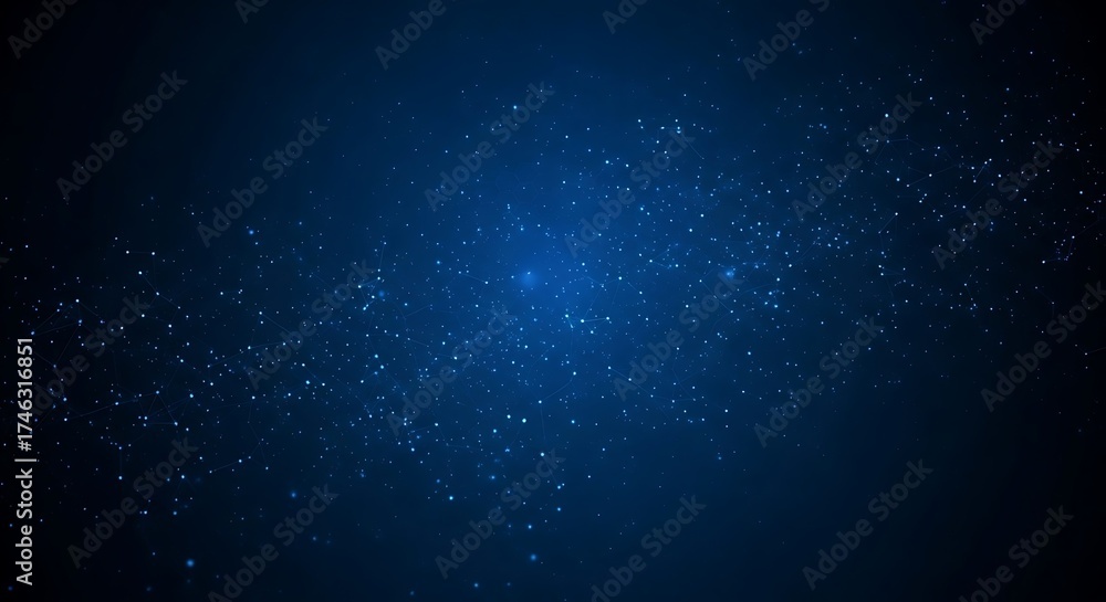 Fototapeta premium Deep blue cosmic network with glowing points and faint connecting lines