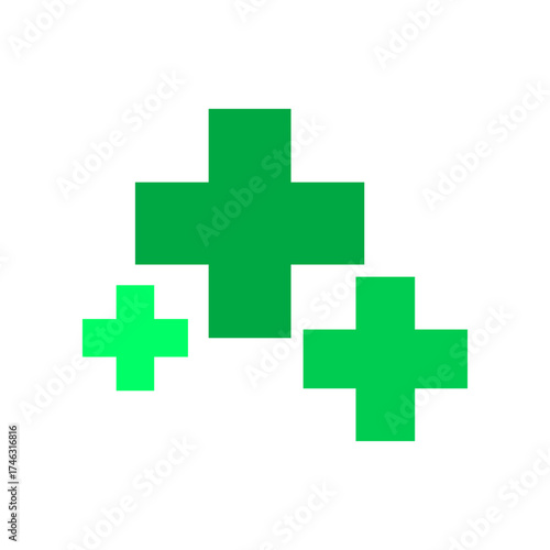 Green cross healing medical icon flat vector design