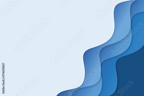 Blue business wave banner, poster, brand identity background. background of overlapping waves