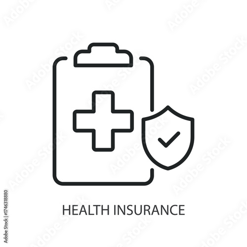 Health insurance thin line vector icons.