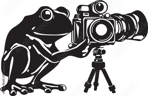 The professional photographer and woman with a digital camera and tripod are shooting a black and white film for the cinema in the studio