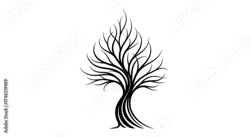 Stylized Tree Silhouette with Intricate Branches.
