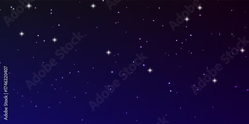 Starry sky background. Many bright stars and cloudless calm clear night sky. Vector Illustration