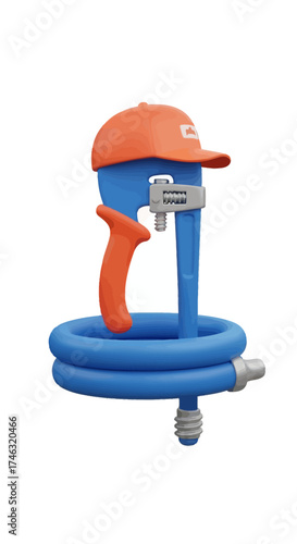Toy water gun with hose and cap.