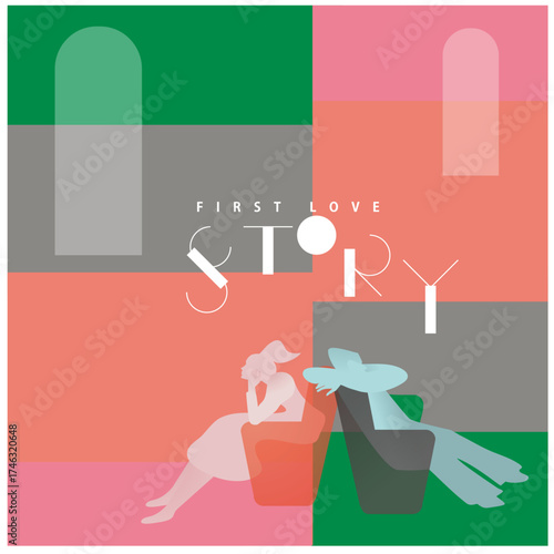 A clean vector illustration of a young couple having a small argument. Suitable for book cover design, editorial use, relationship articles, magazines, or advertising related to love and emotions.