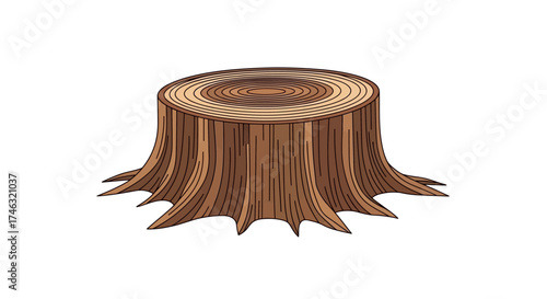 Tree Stump Isolated on White Background.