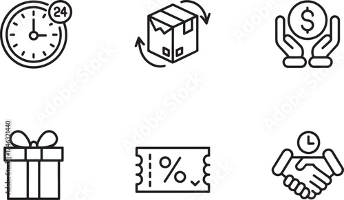 Vector art of ecommerce line icons for online shopping store