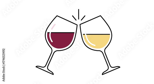 Two glasses of wine clinking together.