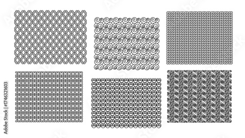 Set of black on white linear textures .