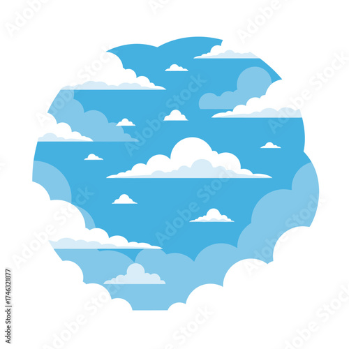 Vast Blue Sky Filled with Fluffy White Clouds.