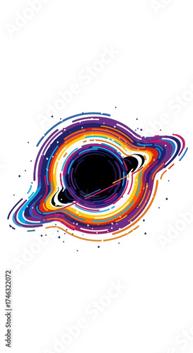 Vibrant Black Hole Illustration with Swirling Colors.