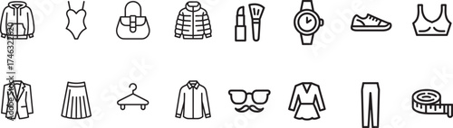 Vector art of collection of fashion and style icons