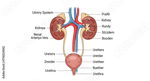 Anatomy of the Human Urinary System, Depicting Kidneys, Ureters, Bladder, and Urethra