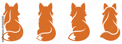 Charming fox silhouettes in warm autumnal tones for branding and nature designs, originally a scalable vector
