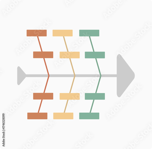 Minimalist vector infographic template with connected lines and boxes forming a linear process or timeline. Ideal for project management, business planning, and report design.