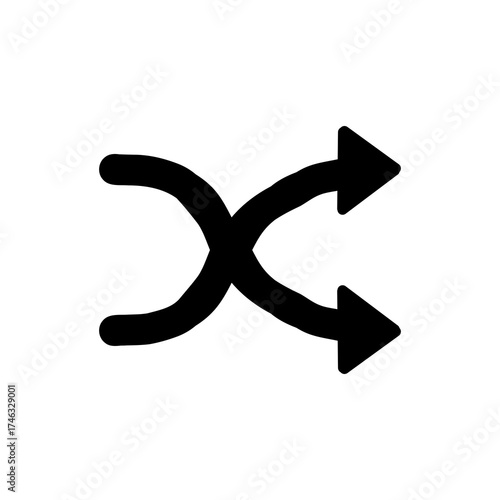 Shuffle arrows icon for direction, change, and random process／方向転換・分岐・シャッフルを表す矢印アイコン
