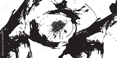 Abstract Black and White Poppy Flower Design.