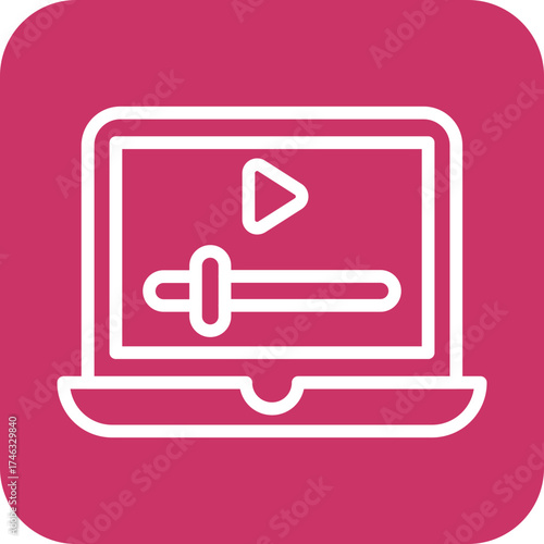 Film on Laptop Icon Style