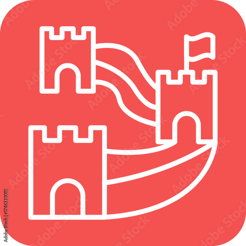 Great Wall of China Icon Style
