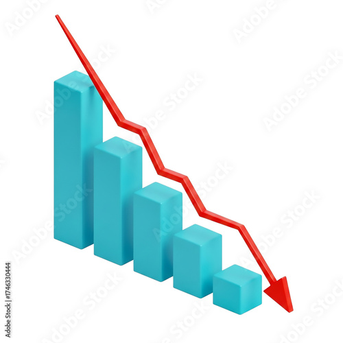3d bar chart showing a downward trend isolated on transparent background Free Download 3d bar chart showing a downward trend isolated on transparent background - GFXLoad