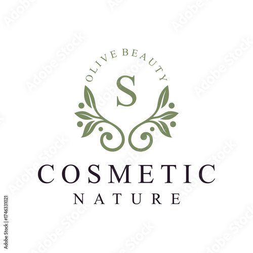 initial letter s leaves nature logo design for cosmetic and beauty graphic vector icon