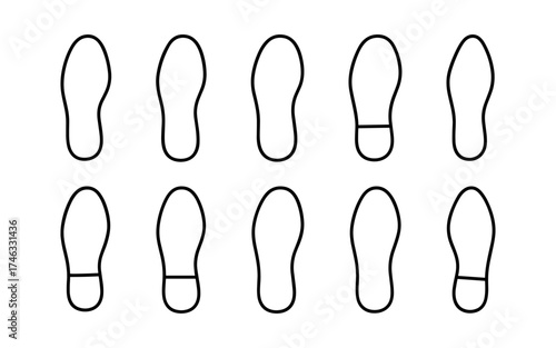 Step footprints paths. footstep prints and shoe steps . shoe tread footprints vector illustration isolated on white background.		
