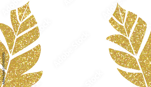 Luxury Golden Glitter Laurel Wreath Leaves Border