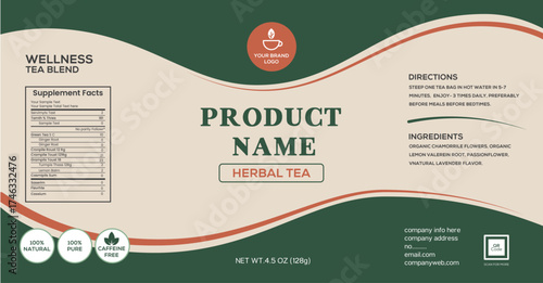 Product label design with nutritional information and branding elements