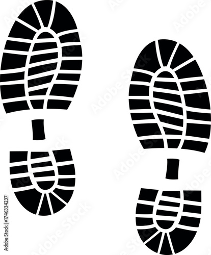Shoe footprint silhouette isolated on white background