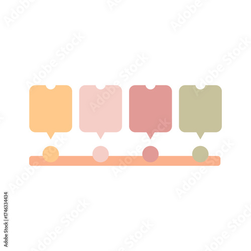 Vector infographic with step-by-step boxes aligned in a row, representing progress, workflow, or stages. Suitable for business or education visuals.