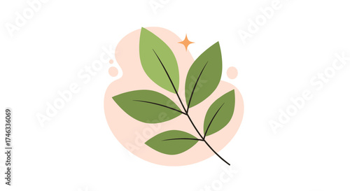 Botanical abstract leaf illustration with organic shape and soft colors.
