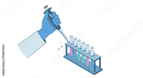 Scientist using pipette for chemical experiment in laboratory