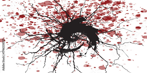 Abstract Blood Splatter Pattern with Spiral Design.