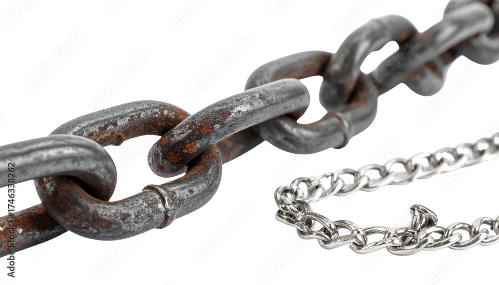 Fototapeta premium Close-Up Chain Bundle with Two Variations, isolated on transparent background