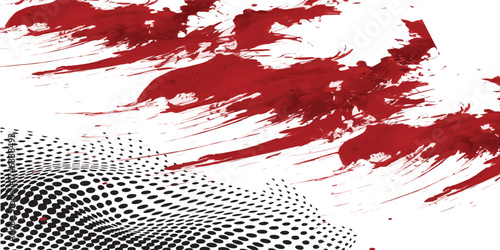 Abstract Red Paint Splatter on Dotted Background.