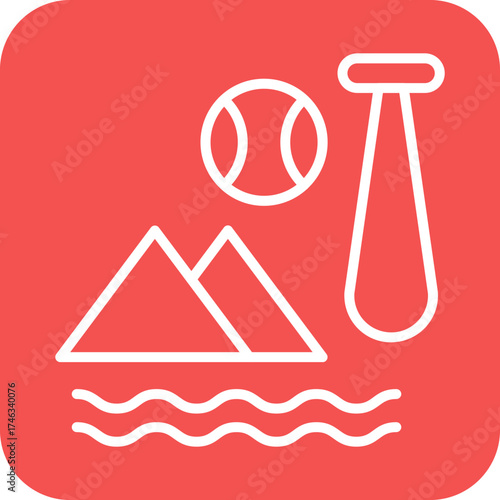 Beach Baseball Icon Style