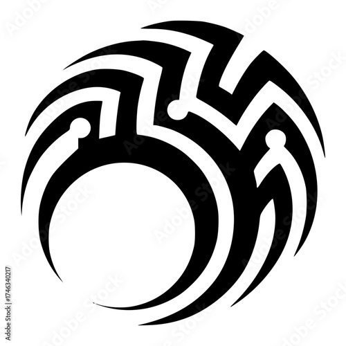 Minimalist tribal tattoo design vector graphic black and white circular pattern abstract art illustration drawing 100 char vacter Vacter