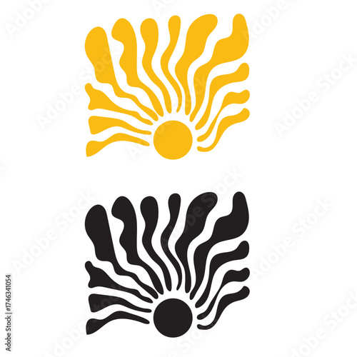 Sun groovy seamless pattern design elements. Vector illustration.  isolated on white background. EPS 10