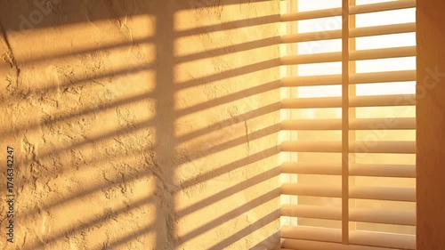 Wallpaper Mural 朝の柔らかな日差しと壁の影　ブラインド越しの静かな時間 Torontodigital.ca
