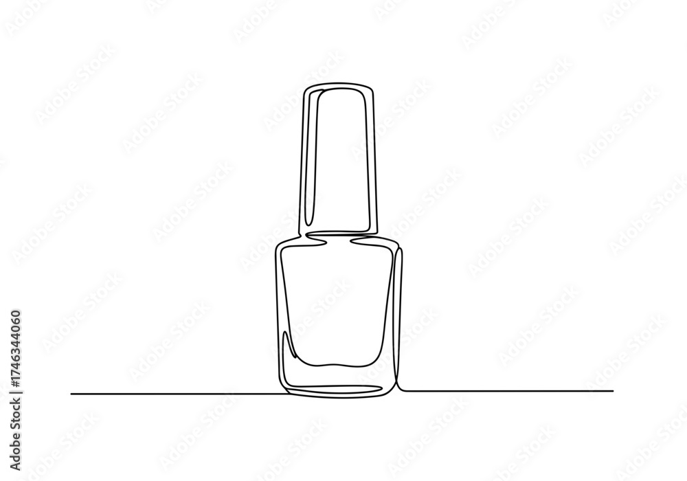 Obraz premium Minimalist One Line Nail Polish Bottle Vector Illustration